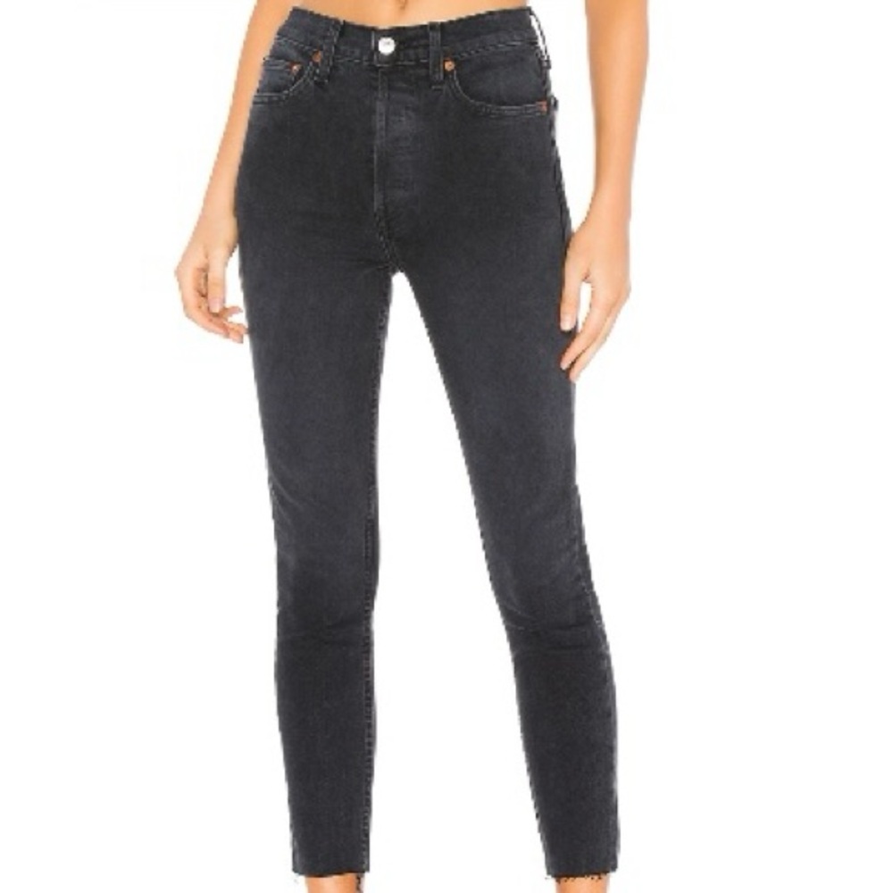 NWOT RE/DONE Originals High Rise Ankle Crop in Faded Black Denim Jeans